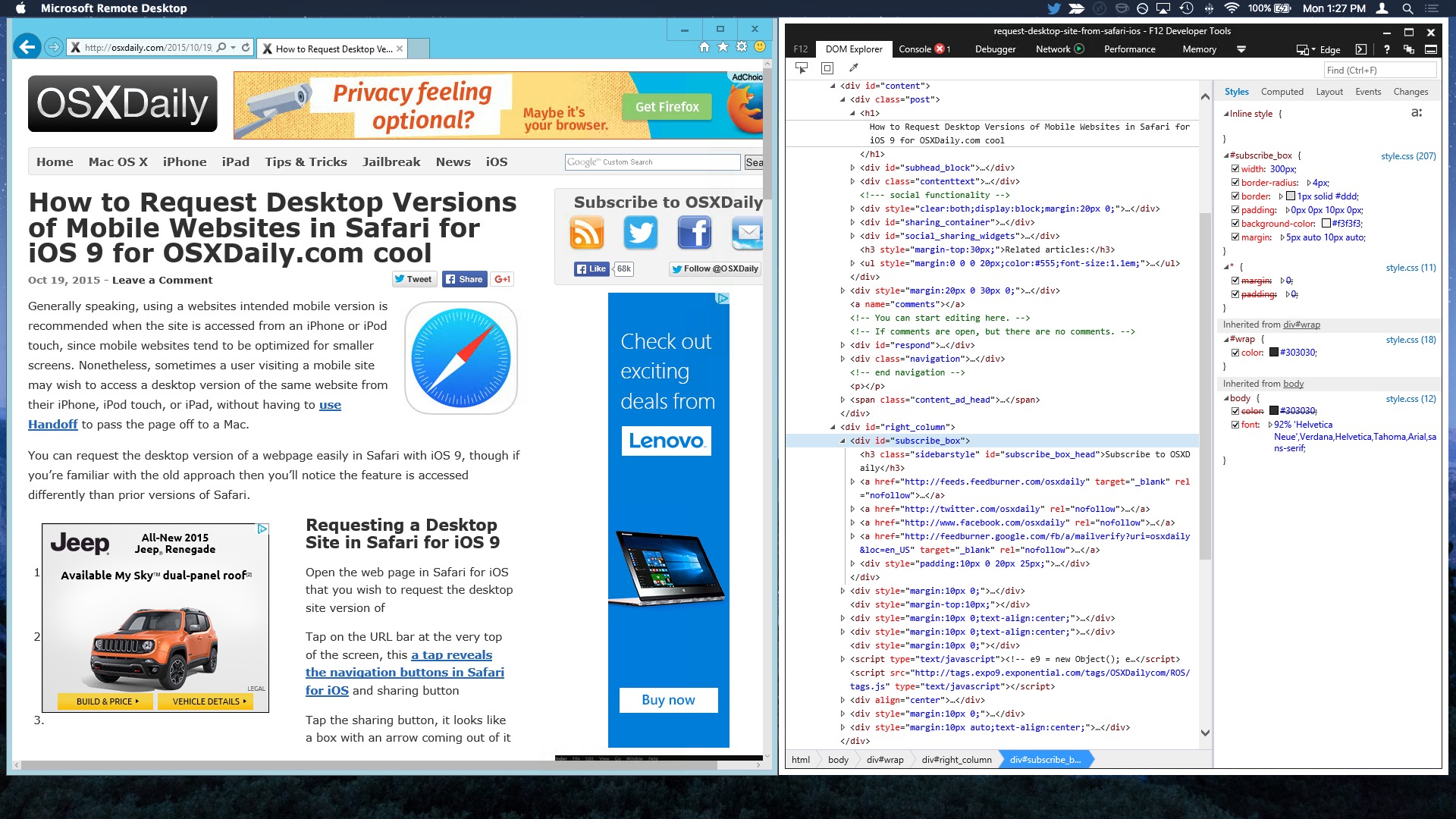 testing environment for internet explorer on mac